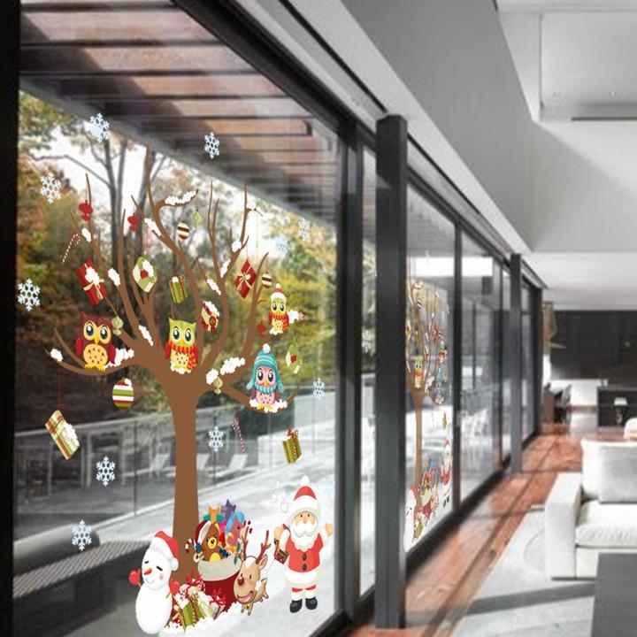 Immagine prodotto Cover-Discount Wall Sticker Tattoo Sticker Albero di Natale e Babbo Natale (80 x 88 cm)