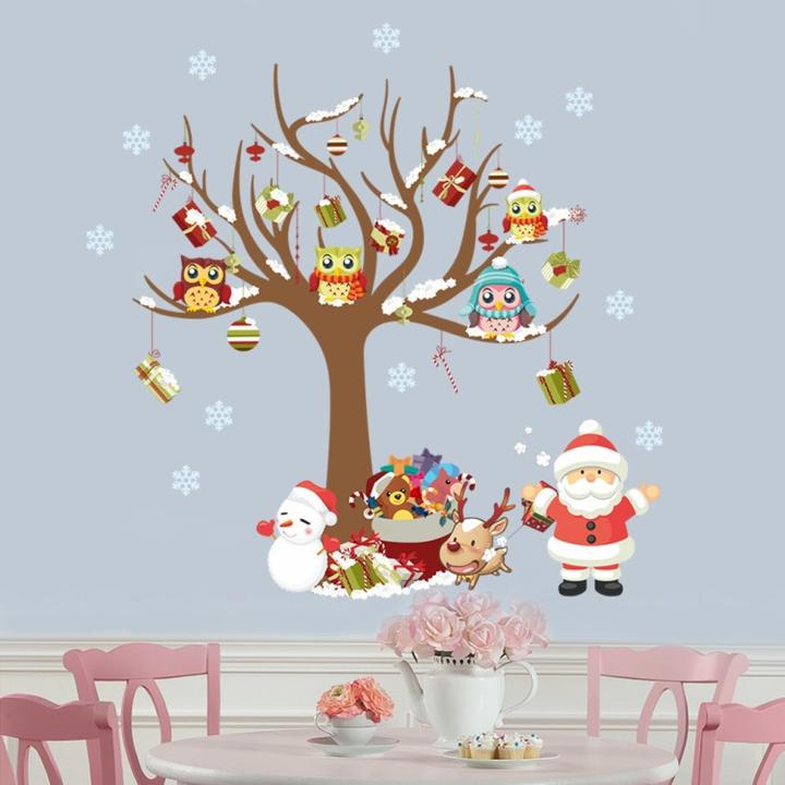 Immagine prodotto Cover-Discount Wall Sticker Tattoo Sticker Albero di Natale e Babbo Natale (80 x 88 cm)