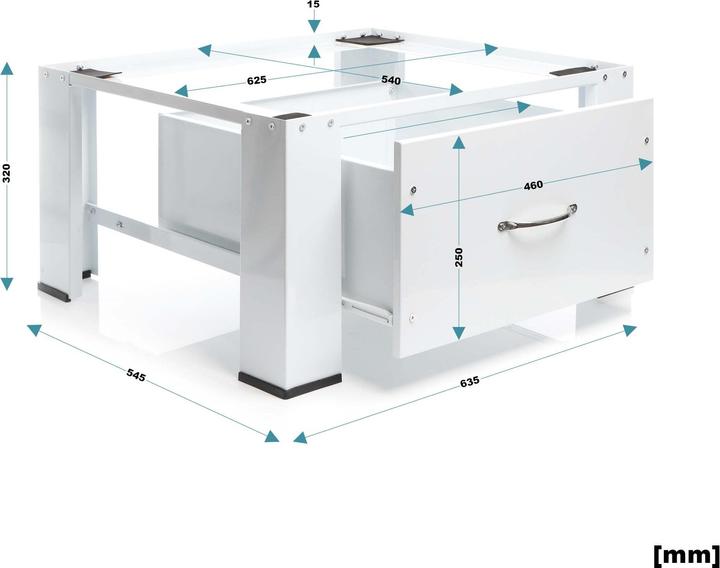 Immagine prodotto Wiltec Sottotelaio per lavatrice con cassetto estraibile Base piedistallo per lavatrice fino a 150 kg