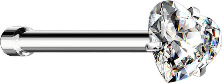 Immagine prodotto Star Piercing Nasenstecker gerade silber Kristallherz silber gefasst (senza ottone, Acciaio chirurgico 316L)