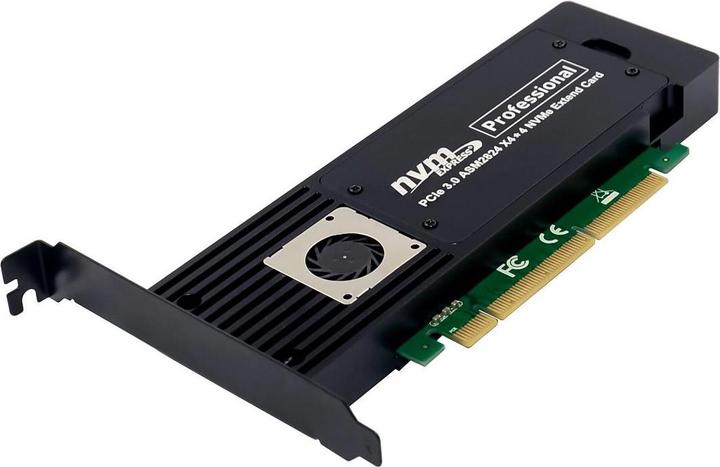 Actual product image MicroConnect PCI-E ASM2824 4-M.2 Key M