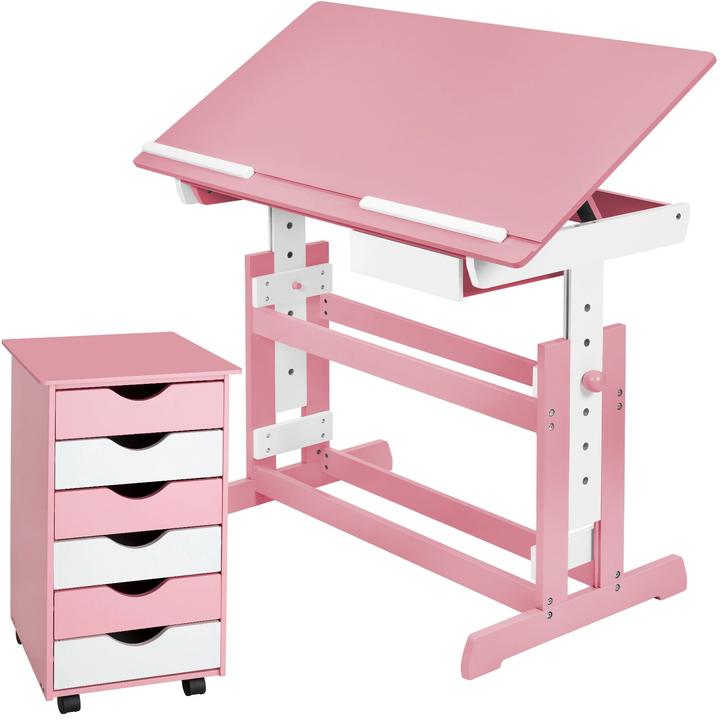 tectake Kinderschreibtisch und Rollcontainer (109 x 55 x 94 cm)