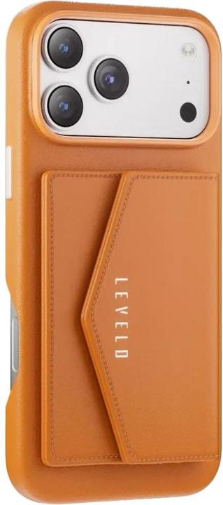 Produktbild Levelo Vertex PU Kunstleder Kartenfach Hülle Apple iPhone 17 Pro Max - Orange (Apple iPhone 17 Pro Max)