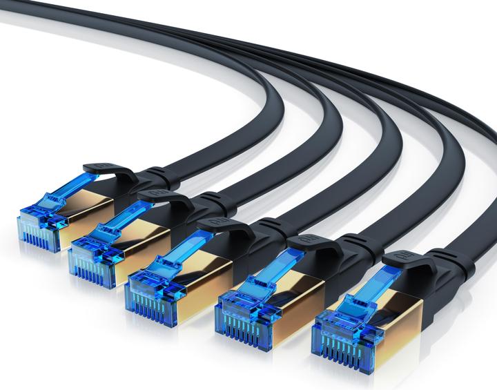 Immagine prodotto Primewire 5x CAT 8.1 Netzwerkkabel Flach, LAN Patchkabel Datenkabel, Flachbandkabel Verlegekabel, Cat 6 Cat 7 (CAT8.1, 0.50 m)