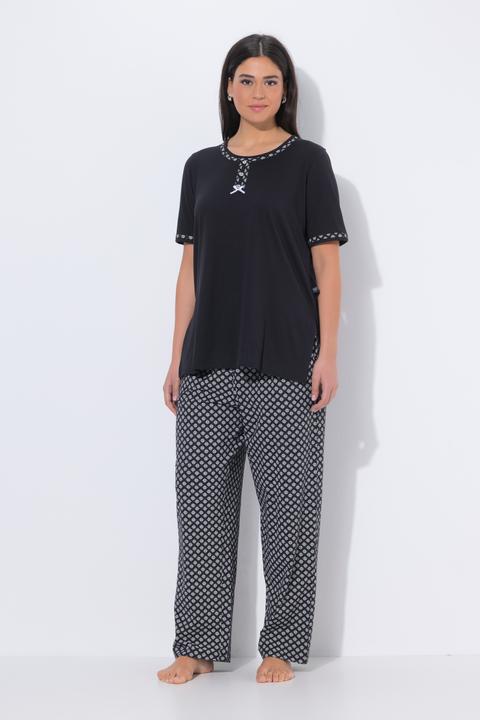 Produktbild Ulla Popken Pyjama, gemustert, Rundhals, Halbarm, Taschen (60)