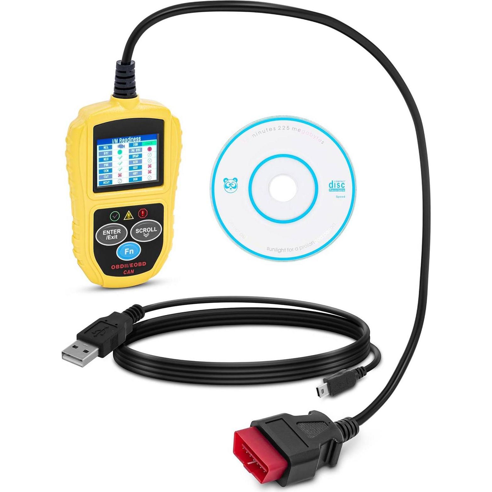 MSW, On-Board-Diagnose, OBD2-Diagnosegerät Kfz 18 V LCD 9 Modi Fehlercodes, VIN, IDs, CVN, PCM, ECU, MIL