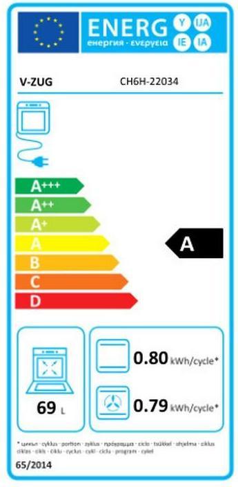Energy Label V-Zug Einbauherd Combair V600 7UHC Weiss