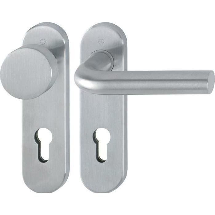 Hoppe, Türgriff + Fenstergriff, Kurzschildgarnitur Bonn E58/353K/150Z Vierkantmass 8mm PZ-72 F69 Edelstahl matt Türdicke...