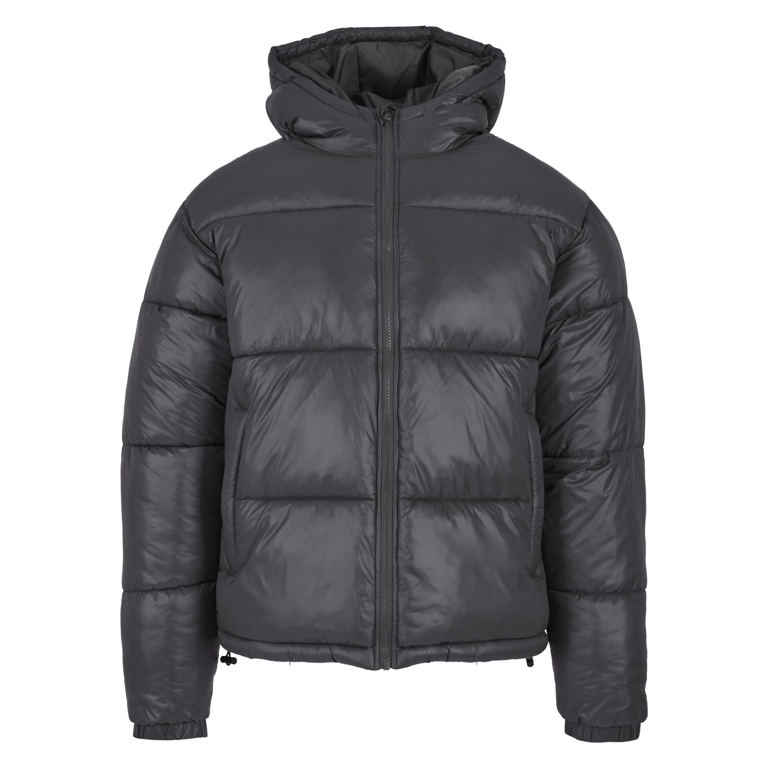 Urban Classics, Herren, Winterjacken, Shiny Puffer Jacket With Hood - 210330, Grau, (L)