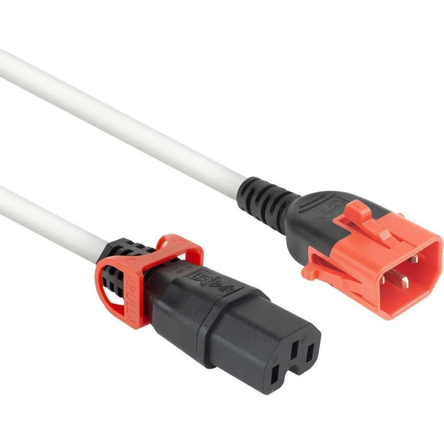 ACT Powercord C14 IEC Lock+ Dual Locking - C15 IEC Lock+ white 3 m, PC3879, USV Zubehör