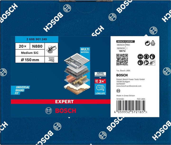 Produktbild Bosch Professional Zubehör EXPERT N880 Vliesscheibe für Exzenterschleifer, 150 mm, mittleres SiC (120)