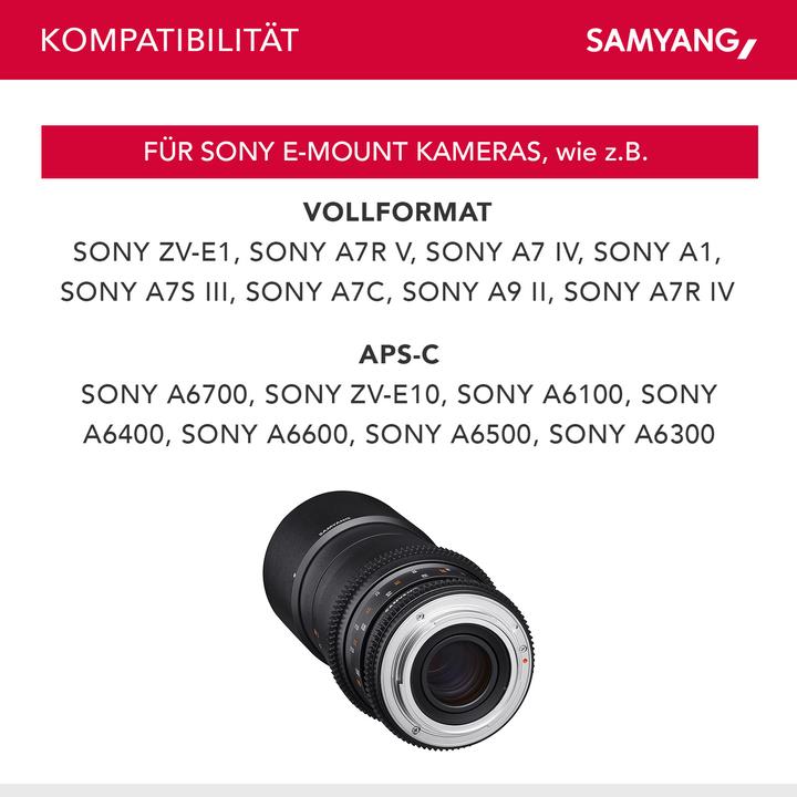 Image du produit Samyang 100mm T3.1 Sony E-Mount (Sony E, Plein format)