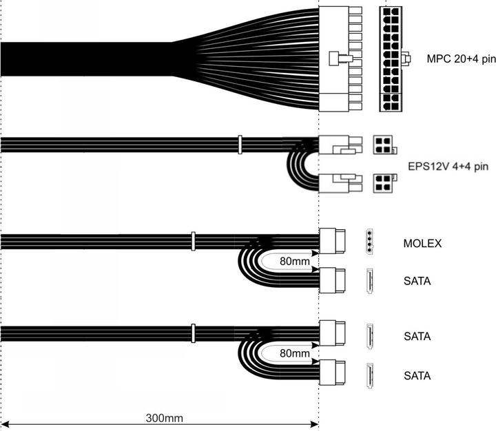 Actual product image Akyga Power Supply TFX 250W AK-T1-250 80+ Gold 8cm Fan Active PFC APFC (250 W)
