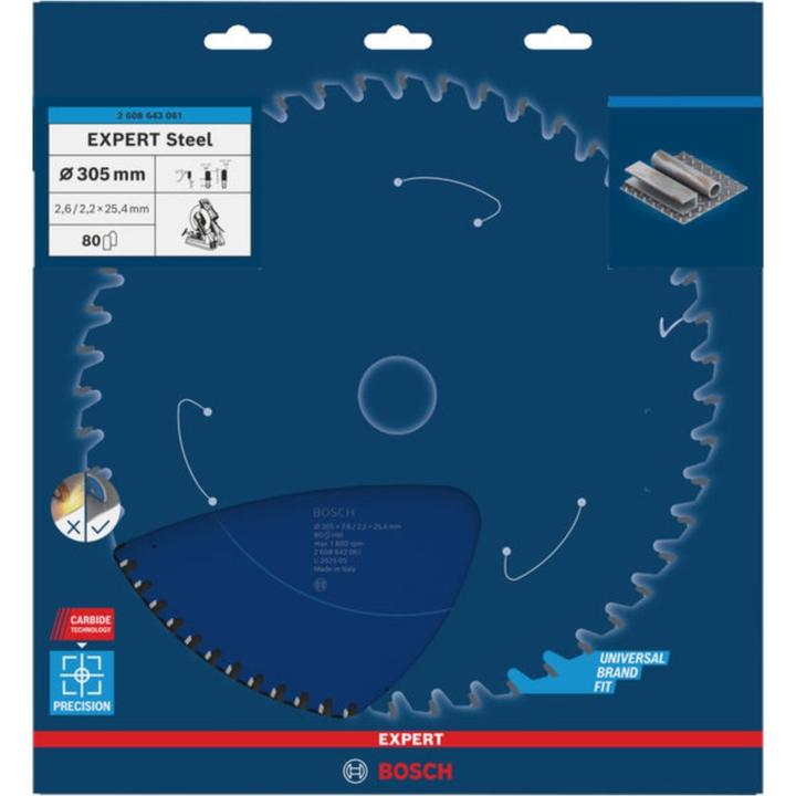 Produktbild Bosch Professional Zubehör Kreissägeblatt Expert for Steel, 305 x 25,4 x 2,6 mm, 80