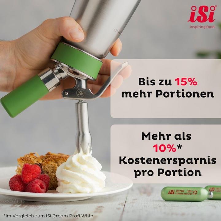 Actual product image ISI Green Whip Cream Dispenser for Vegan and Dairy Cream, Professional Use, Dishwasher-Safe Parts