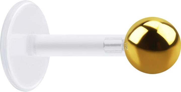 Produktbild Star Piercing Labret transparent mit 18k gold Kugel (ohne Messing)