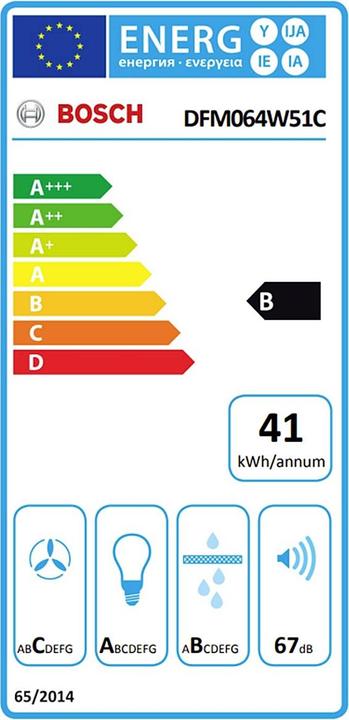 Energy Label Bosch Hausgeräte DFM064W51C (Ceiling hood)