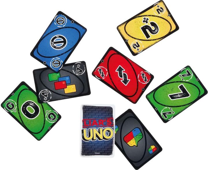 Produktbild Mattel UNO Liars (Deutsch, Englisch, Französisch, Italienisch, Niederländisch, Portugiesisch, Spanisch, 2 - 6 Spieler)