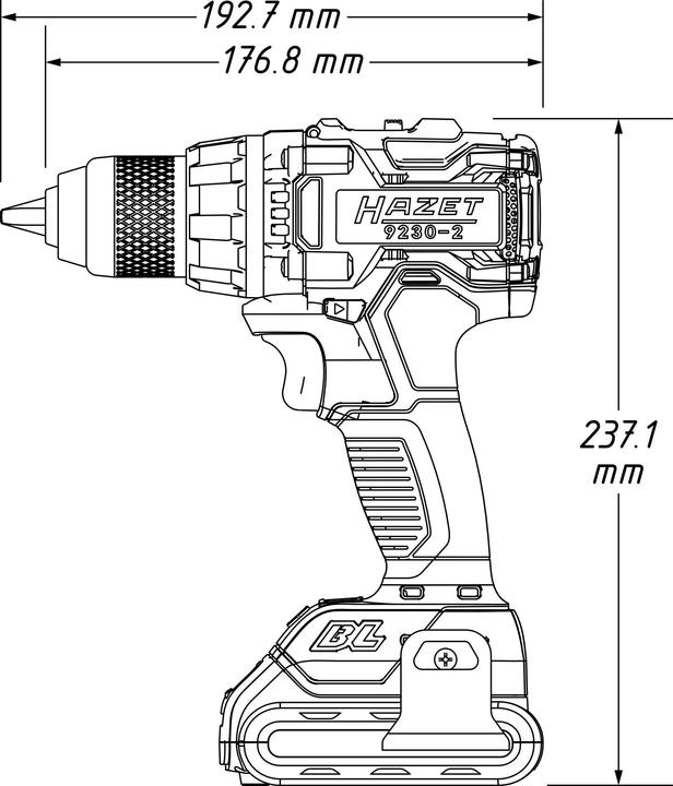 Actual product image HAZET Cordless drill set ∙ 18 V ∙ 2 Ah ∙ 4 pieces 9230-2/4 ∙ Number of tools: 4 (Rechargeable battery operated)