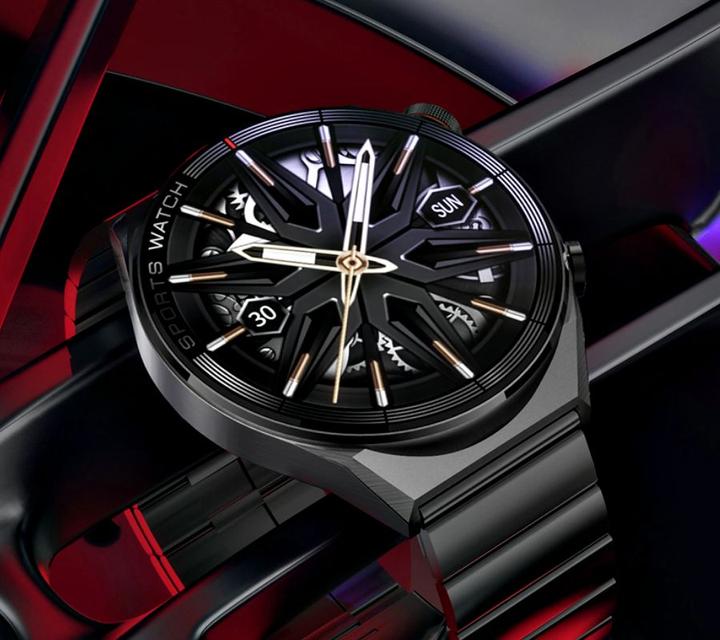 Productafbeelding RNCE99-2 Zwart-Zwart + Zwart Siliconen Bandje (47 mm)