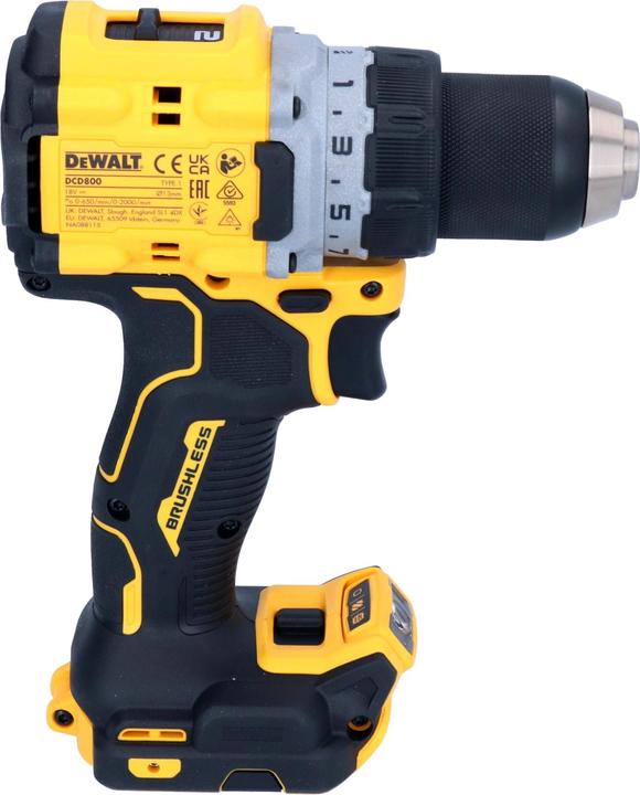 Actual product image DeWalt DCD 800 E2 Akku Bohrschrauber 18 V 90 Nm Brushless + 2x Powerstack Akku 1,7 Ah + Ladegerät (Rechargeable battery operated)