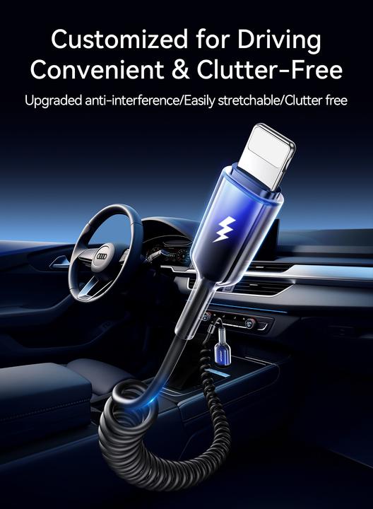 Produktbild Joyroom S-A43 Crystal-Clear Series 60W Coiled Fast Charging Data Cable (Type-C to Type-C) 1.5m-Black (1.50 m, 60 W)