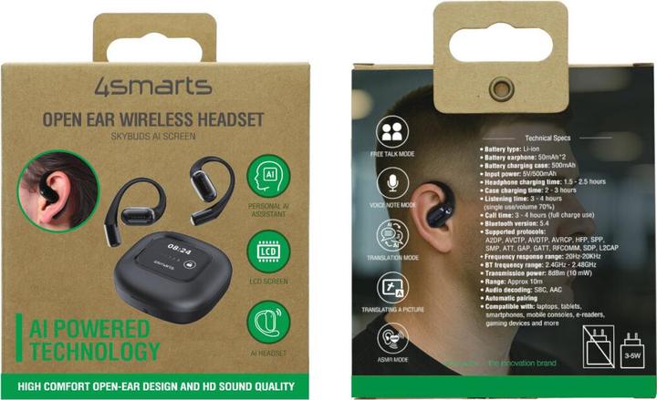 Produktbild 4smarts SkyBuds AI Screen (Keine Geräuschunterdrückung, 4 h, Kabellos)