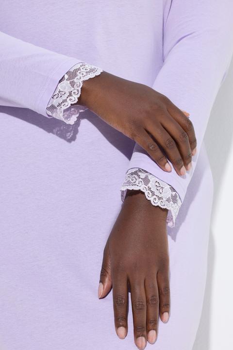 Immagine prodotto Ulla Popken Camicia da notte con pizzo, scollo a V e maniche lunghe (46)
