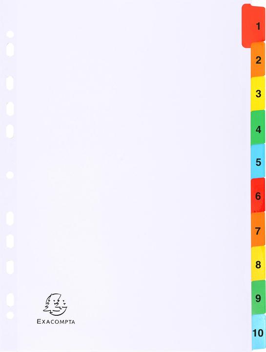Image du produit Exacompta Intercalaires imprimés numériques carte blanche 160g 10 positions - A4 - Blanc