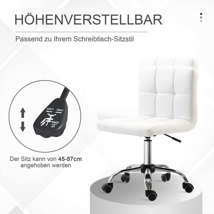 Produktbild Homcom Bürostuhl Kunstleder, Stahl Weiss (45 - 57 cm)