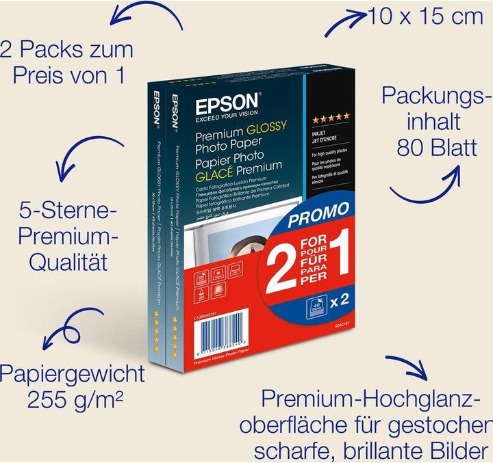 Actual product image Epson Premium Glossy (255 g/m², 10 x 15 cm, 80 x)