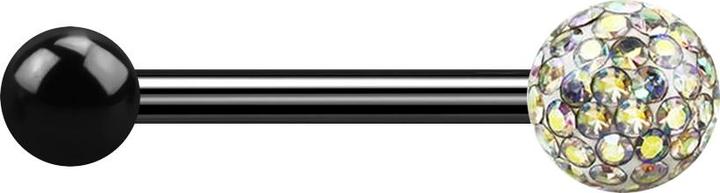 Actual product image Star Piercing Barbell black with ball and crystal ball multicolour epoxy protective layer (without brass, Titanium)
