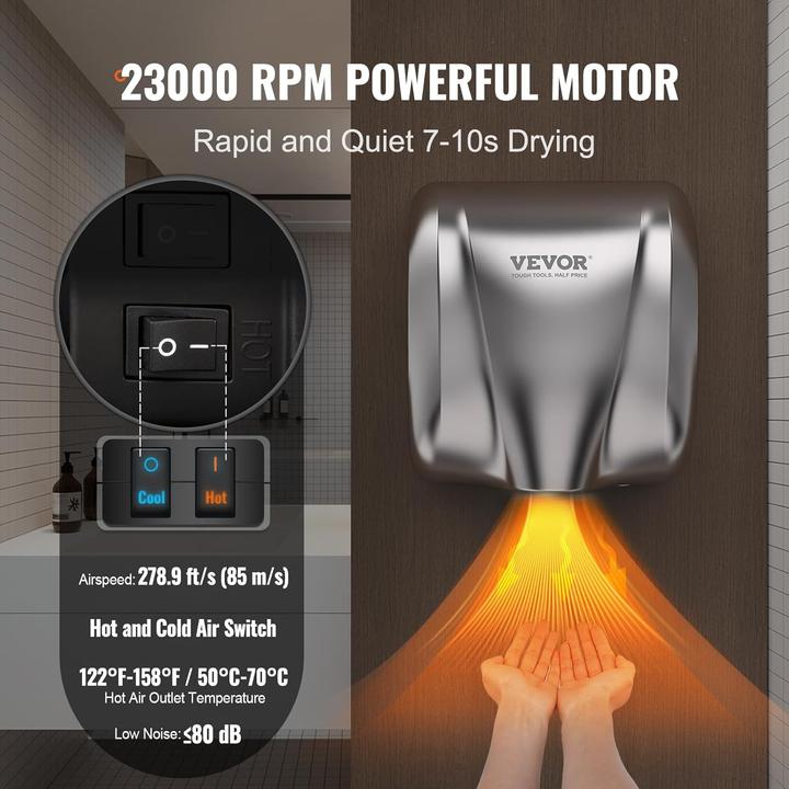 Actual product image Vevor Heavy Duty Commercial Hand Dryer
