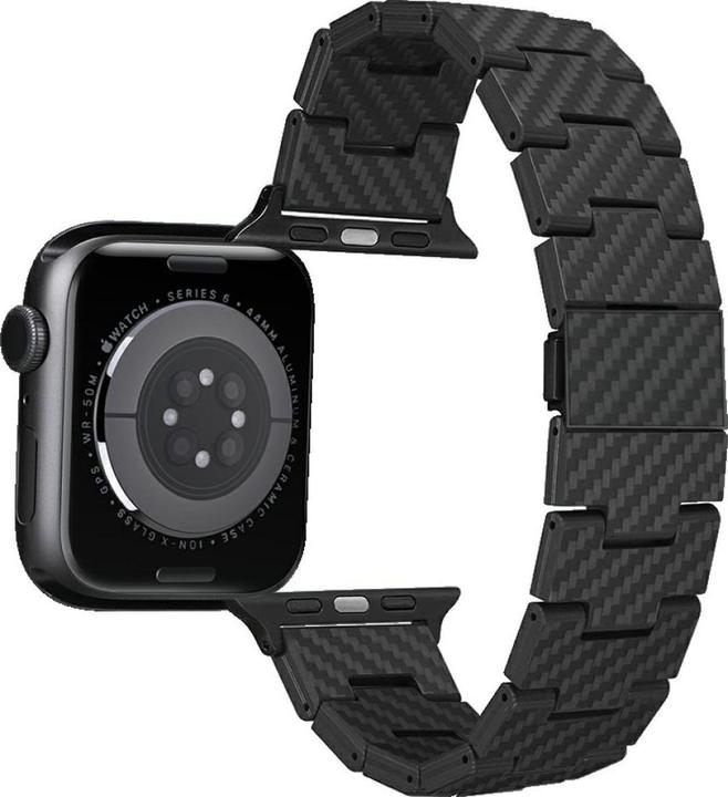 Produktbild Pitaka Band Carbon Fiber Retro for Apple Watch 1/2/3/4/5/6/7/8/9/10/SE/Ultra/Ultra2 black grey (Carbonfaser)