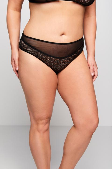 Actual product image Ulla Popken Sheer Leopard Print Lace Panty (46, 48)