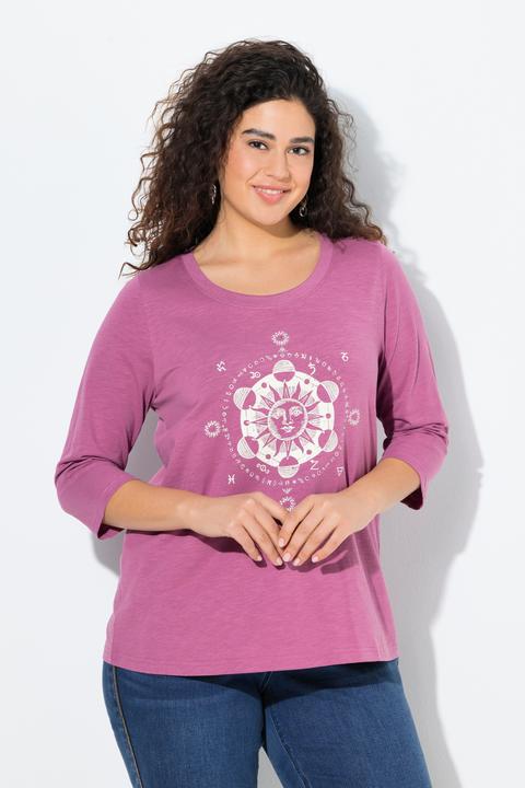 Image du produit Ulla Popken T-shirt à col rond et manches 3/4, coupe Classic, strass (46, 48)