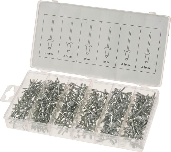 Immagine prodotto BGS Assortimento di rivetti ciechi | alluminio | Ø 2,4 - 4,8 mm | 400 pezzi.