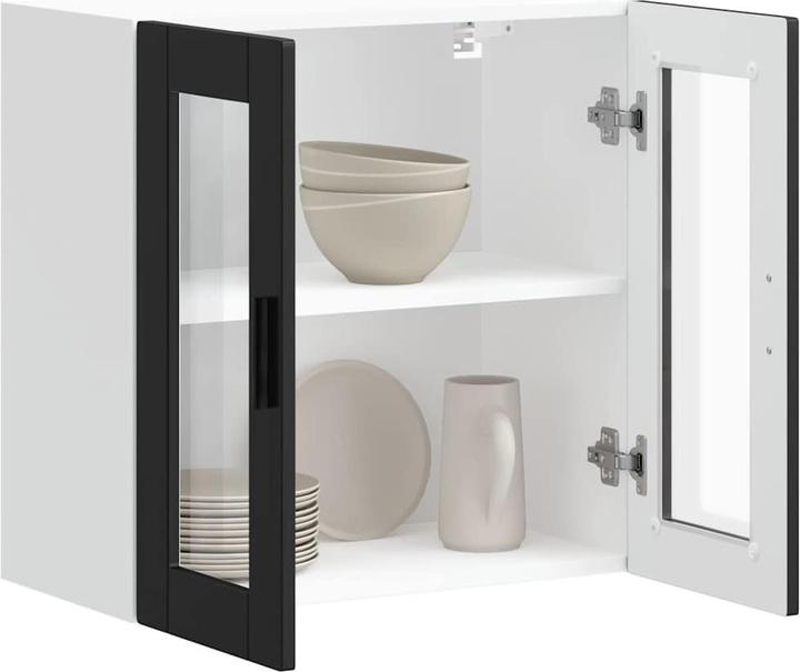 Produktbild VidaXL Küchen-Hängeschrank mit Glastür Porto Schwarz Wandschrank Küche (60 x 31 x 60 cm)