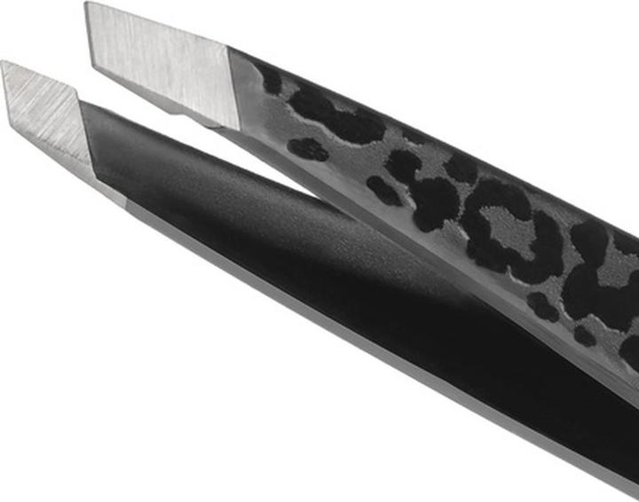 Actual product image Tweezerman Black Leopard Mini Slant Tweezer