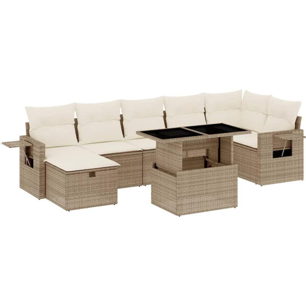 VidaXL, Gartenlounge, Gartenmöbel Sofa Garnitur Lounge Sitzgruppe 8-tlg. Beige Poly Rattan
