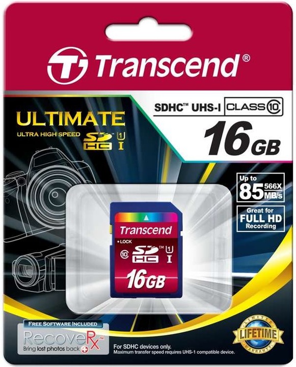 Produktbild Transcend SDHC Ultimate Card (16 GB, SDHC, U1, UHS-I)