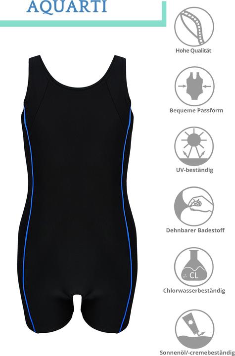 Produktbild Aquarti Mädchen Badeanzug mit Bein Ringerrücken – Sport Badeanzug mit Racerback, Chlorresistent (146)
