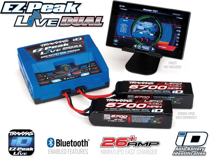 Traxxas LIVE EZ-Dual Plus Lader 2973G + 2x 4S Lipo 6700mAh 2890X EU versie / 8S