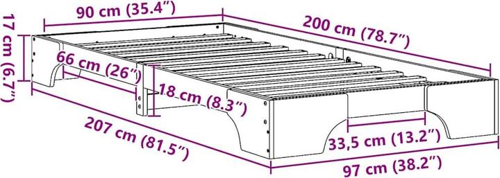 Actual product image vidaXL Bettgestell (90 x 200 cm)