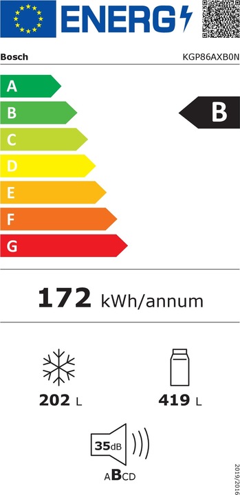 Energie-Label Bosch Hausgeräte KGP86AXB0N (621 l)