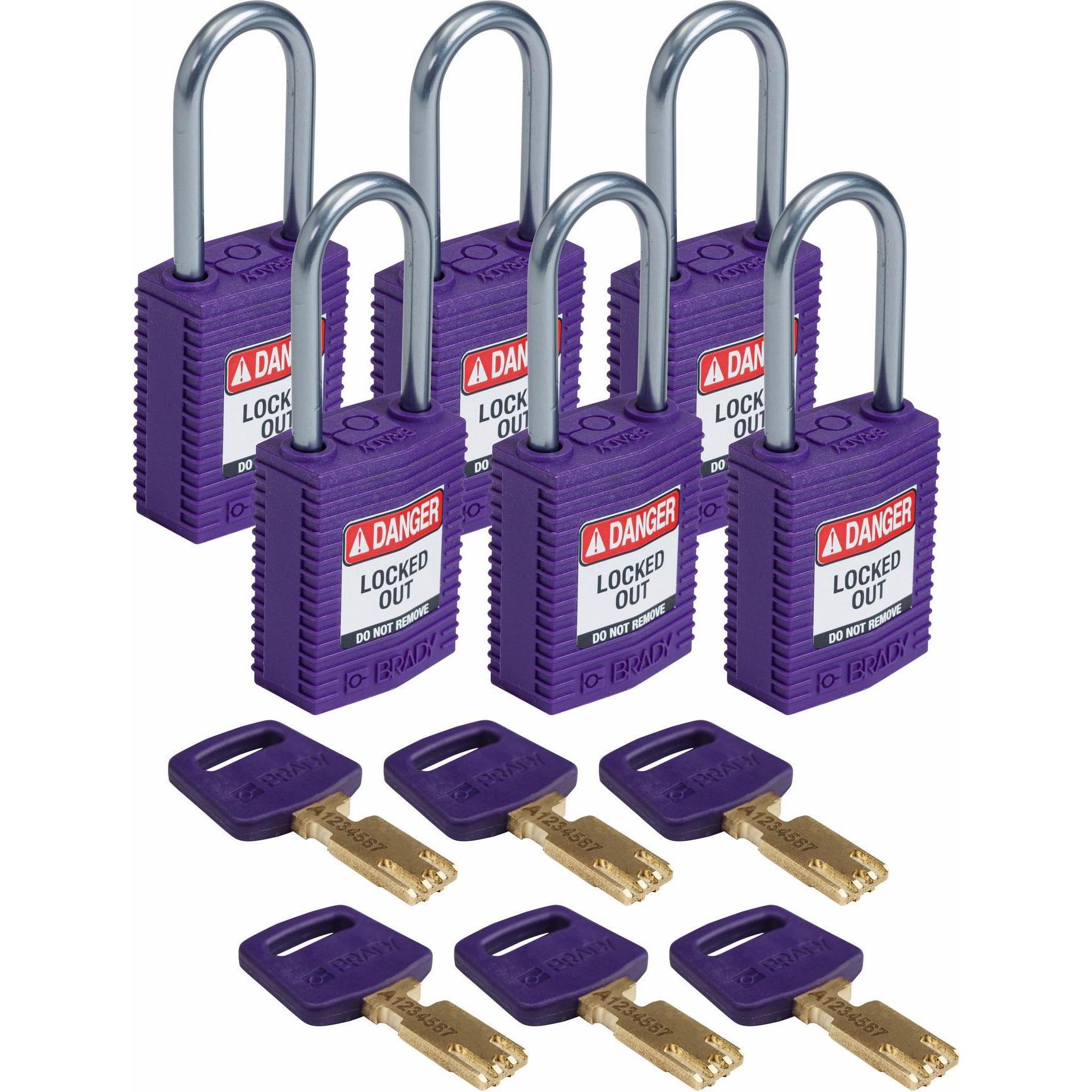 Thumbnail - Brady, Vorhängeschloss, SafeKey Compact Nylon-Vorhängeschlösser mit Aluminiumbügel für Lockout-Anwendungen