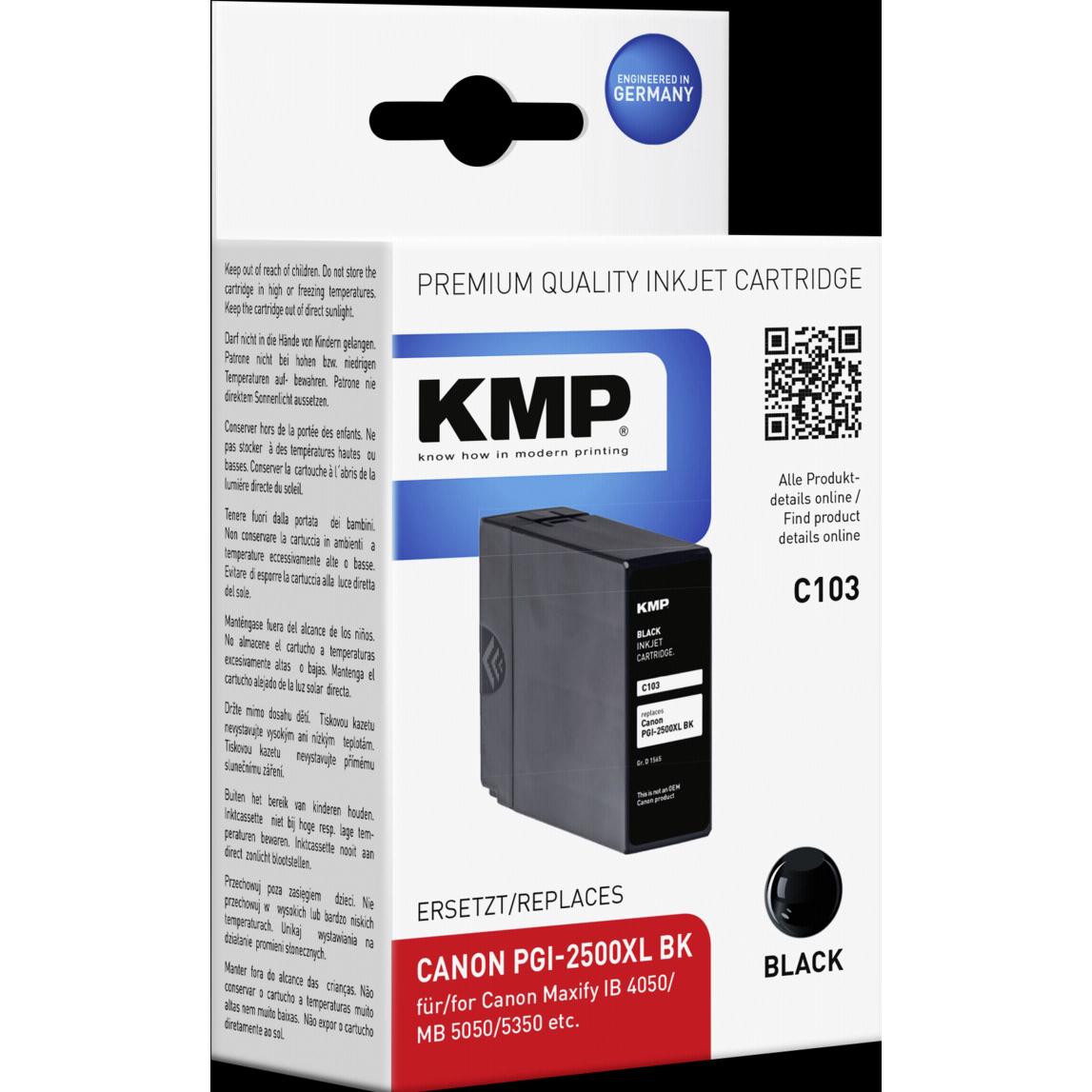 KMP, Druckerpatrone, C103 Tintenpatrone kompatibel mit Canon PGI-2500 XL (BK)