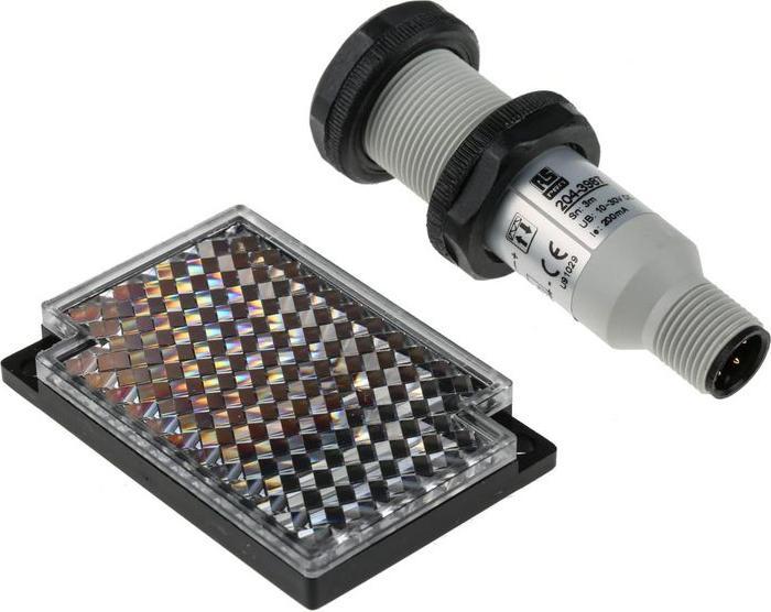Produktbild RS PRO zylindrisch Optischer Sensor, Reflektierend, Bereich 3 m, PNP Schliesser/Öffner Ausgang, M12-S (Sensor)
