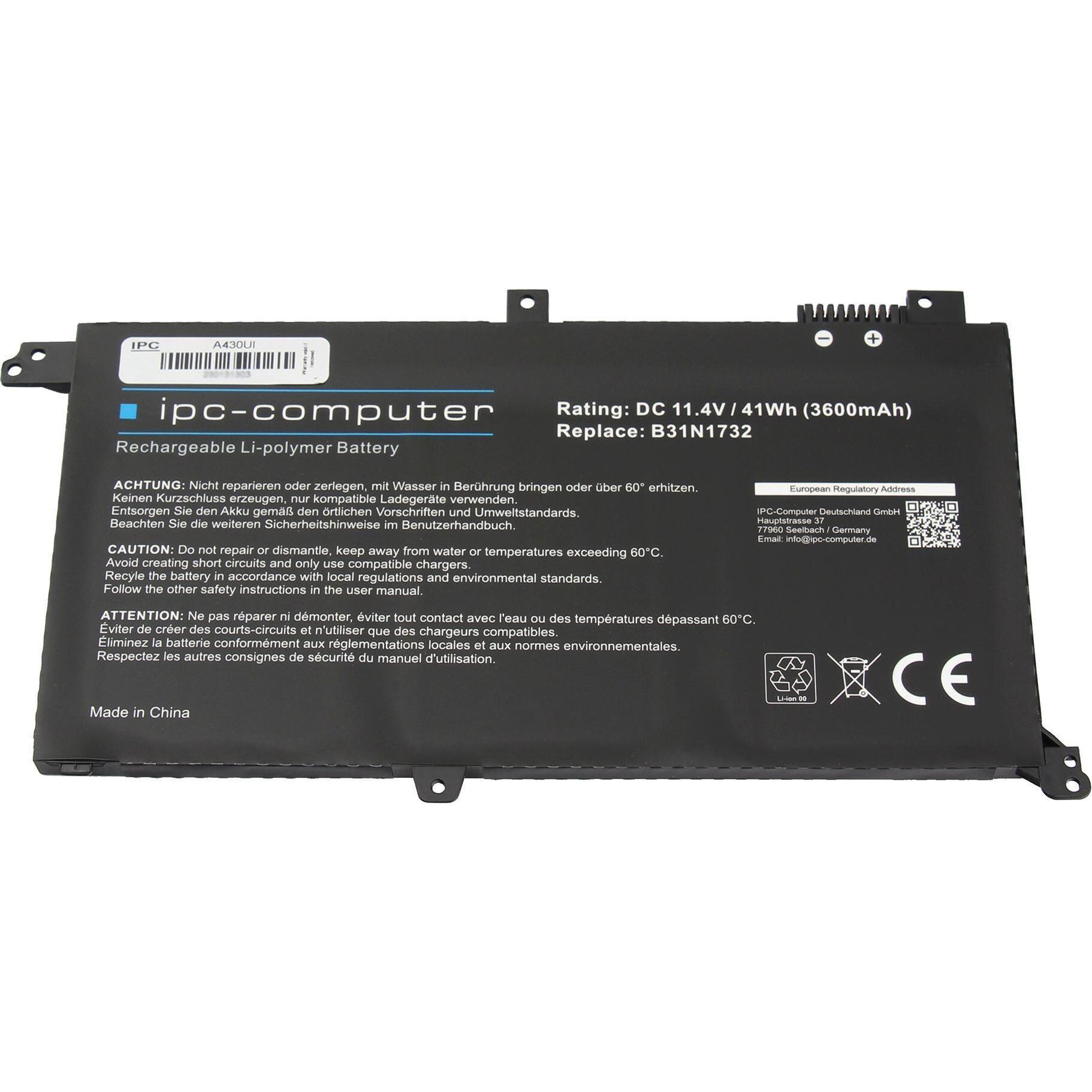 IPC 0B200-02960500 (3 Zellen, 3650 mAh), Notebook Akku