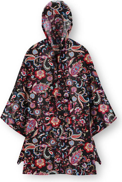 MGA Mini Maxi Poncho AN7064 Paisley Zwart - Regenhoes van hoge kwaliteit polyester stof -. (Eén maat voor iedereen)